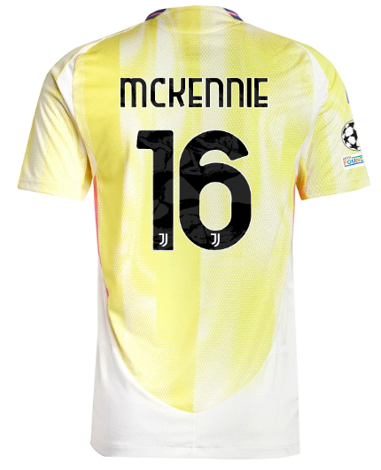 Official JUVENTUS AWAY AUTHENTIC JERSEY 202425 – 16 – MCKENNIE – Champions League Pack Collection - Juventus FC Gear