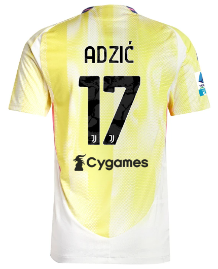 Official JUVENTUS AWAY AUTHENTIC JERSEY 202425 – 17 – ADZIĆ – Serie A Pack Collection - Juventus FC Gear