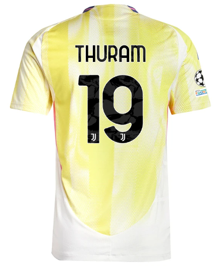 Official JUVENTUS AWAY AUTHENTIC JERSEY 202425 – 19 – THURAM – Champions League Pack Collection - Juventus FC Gear