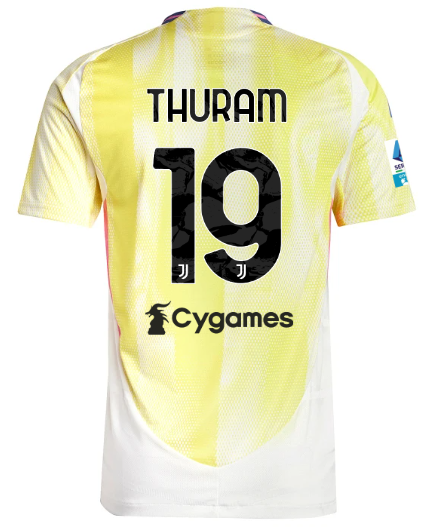 Official JUVENTUS AWAY AUTHENTIC JERSEY 202425 – 19 – THURAM – Serie A Pack Collection - Juventus FC Gear