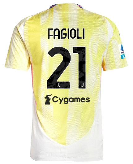 Official JUVENTUS AWAY AUTHENTIC JERSEY 202425 – 21 – FAGIOLI – Serie A Pack Collection - Juventus FC Gear