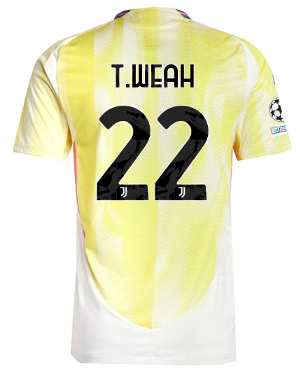 Official JUVENTUS AWAY AUTHENTIC JERSEY 202425 – 22 – T.WEAH – Champions League Pack Collection - Juventus FC Gear