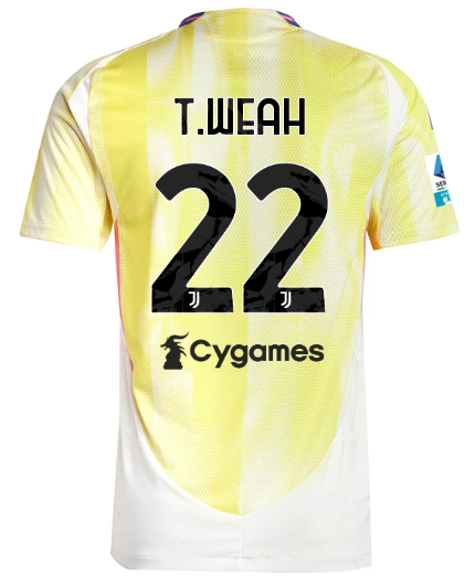 Official JUVENTUS AWAY AUTHENTIC JERSEY 202425 – 22 – T.WEAH – Serie A Pack Collection - Juventus FC Gear