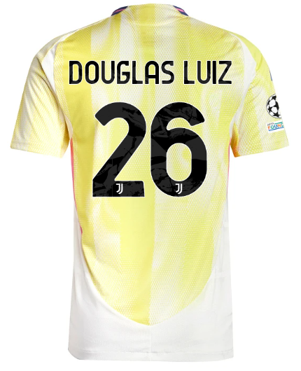 Official JUVENTUS AWAY AUTHENTIC JERSEY 202425 – 26 – DOUGLAS LUIZ – Champions League Pack Collection - Juventus FC Gear