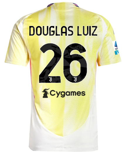 Official JUVENTUS AWAY AUTHENTIC JERSEY 202425 – 26 – DOUGLAS LUIZ – Serie A Pack Collection - Juventus FC Gear