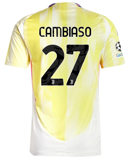 Official JUVENTUS AWAY AUTHENTIC JERSEY 202425 – 27 – CAMBIASO – Champions League Pack Collection - Juventus FC Gear