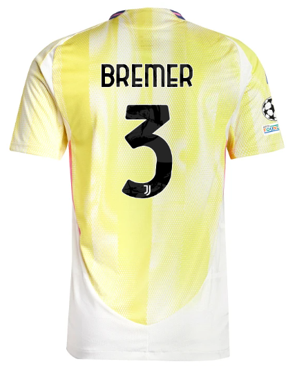 Official JUVENTUS AWAY AUTHENTIC JERSEY 202425 – 3 – BREMER – Champions League Pack Collection - Juventus FC Gear