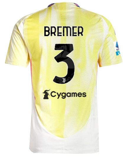 Official JUVENTUS AWAY AUTHENTIC JERSEY 202425 – 3 – BREMER – Serie A Pack Collection - Juventus FC Gear