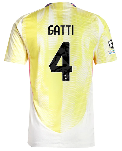 Official JUVENTUS AWAY AUTHENTIC JERSEY 202425 – 4 – GATTI – Champions League Pack Collection - Juventus FC Gear