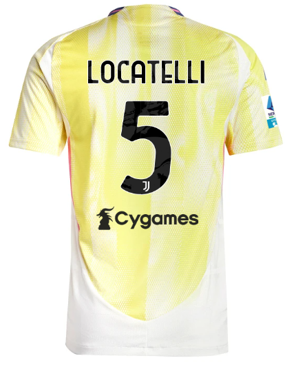 Official JUVENTUS AWAY AUTHENTIC JERSEY 202425 – 5 – LOCATELLI – Serie A Pack Collection - Juventus FC Gear