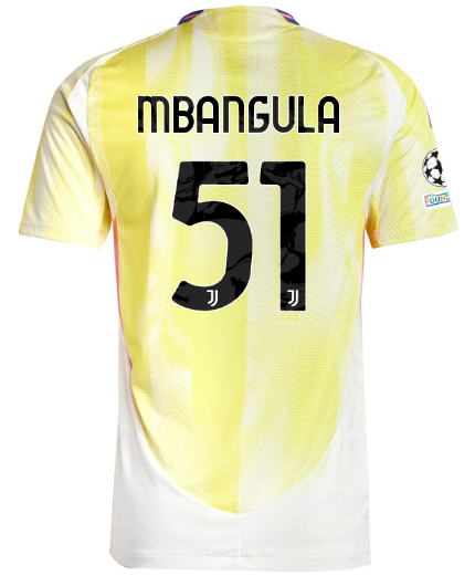 Official JUVENTUS AWAY AUTHENTIC JERSEY 202425 – 51 – MBANGULA – Champions League Pack Collection - Juventus FC Gear