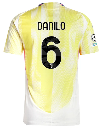 Official JUVENTUS AWAY AUTHENTIC JERSEY 202425 – 6 – DANILO – Champions League Pack Collection - Juventus FC Gear