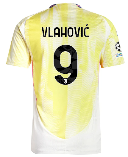 Official JUVENTUS AWAY AUTHENTIC JERSEY 202425 – 9 – VLAHOVIĆ – Champions League Pack Collection - Juventus FC Gear
