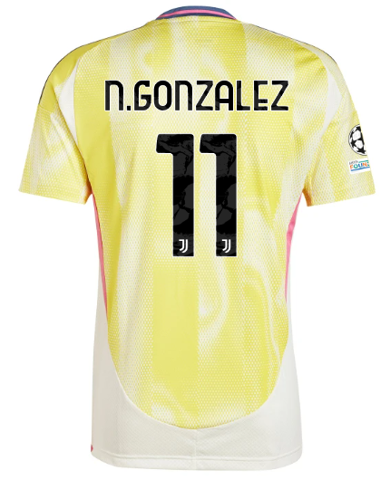 Official JUVENTUS AWAY JERSEY 202425 – 11 – N.GONZALEZ – Champions League Pack Collection - Juventus FC Gear