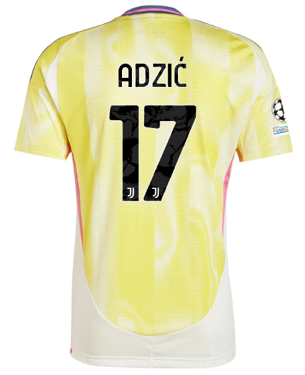 Official JUVENTUS AWAY JERSEY 202425 – 17 – ADZIĆ – Champions League Pack Collection - Juventus FC Gear