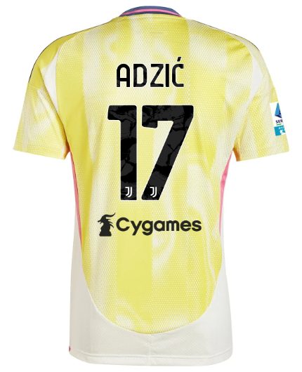 Official JUVENTUS AWAY JERSEY 202425 – 17 – ADZIĆ – Serie A Pack Collection - Juventus FC Gear