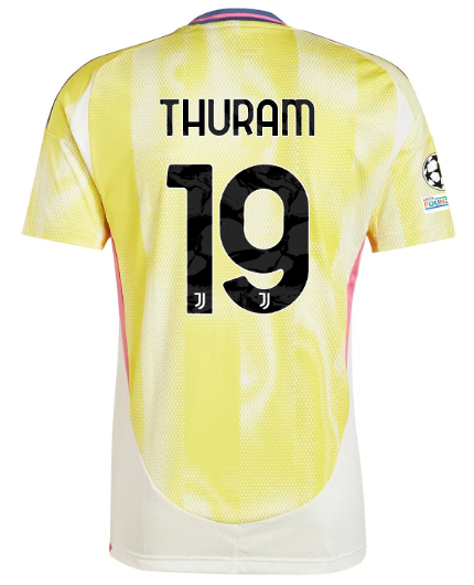 Official JUVENTUS AWAY JERSEY 202425 – 19 – THURAM – Champions League Pack Collection - Juventus FC Gear