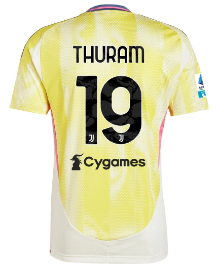 Official JUVENTUS AWAY JERSEY 202425 – 19 – THURAM – Serie A Pack Collection - Juventus FC Gear