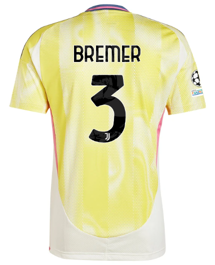 Official JUVENTUS AWAY JERSEY 202425 – 3 – BREMER – Champions League Pack Collection - Juventus FC Gear