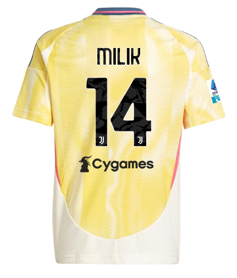Official JUVENTUS AWAY JERSEY 202425 – KIDS – 14 – MILIK – Serie A Pack Collection - Juventus FC Gear