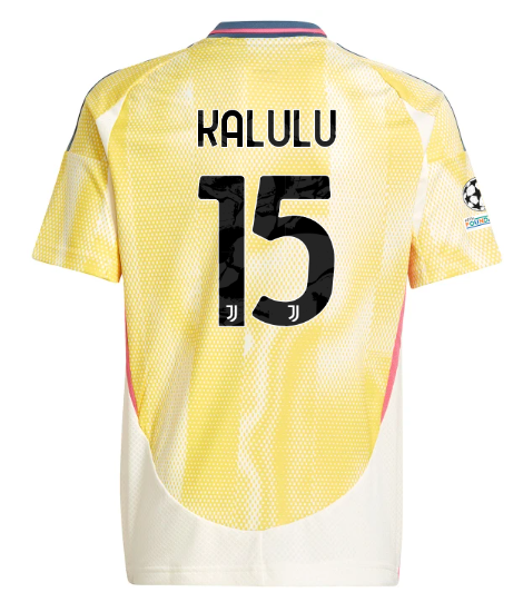 Official JUVENTUS AWAY JERSEY 202425 – KIDS – 15 – KALULU – Champions League Pack Collection - Juventus FC Gear