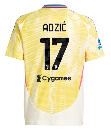 Official JUVENTUS AWAY JERSEY 202425 – KIDS – 17 – ADZIĆ – Serie A Pack Collection - Juventus FC Gear