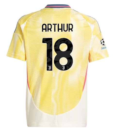 Official JUVENTUS AWAY JERSEY 202425 – KIDS – 18 – ARTHUR – Champions League Pack Collection - Juventus FC Gear