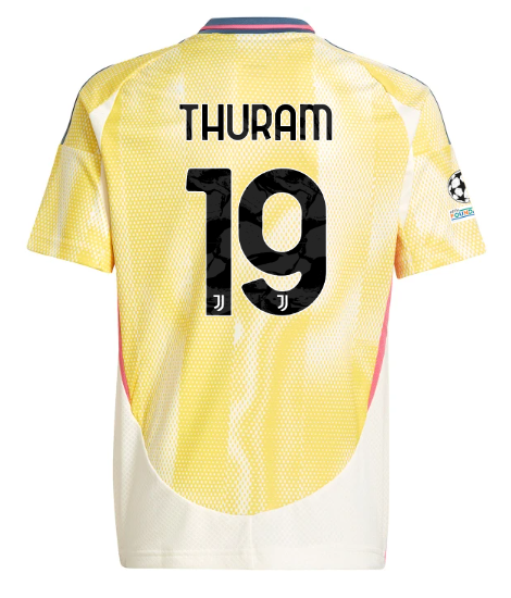 Official JUVENTUS AWAY JERSEY 202425 – KIDS – 19 – THURAM – Champions League Pack Collection - Juventus FC Gear