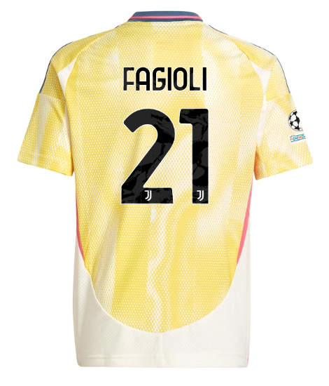 Official JUVENTUS AWAY JERSEY 202425 – KIDS – 21 – FAGIOLI – Champions League Pack Collection - Juventus FC Gear
