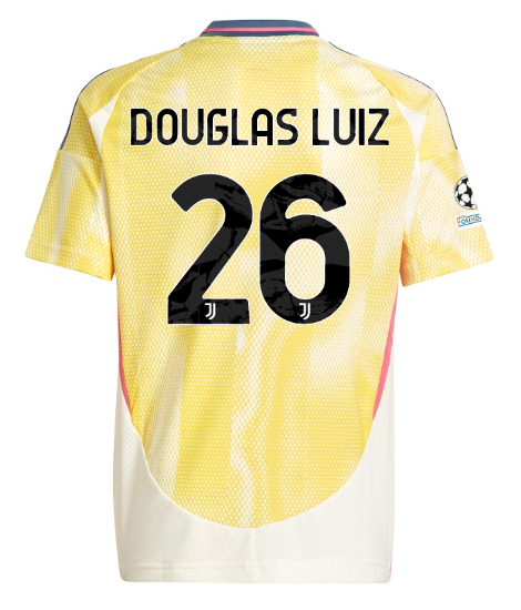 Official JUVENTUS AWAY JERSEY 202425 – KIDS – 26 – DOUGLAS LUIZ – Champions League Pack Collection - Juventus FC Gear