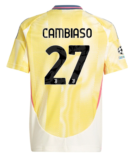 Official JUVENTUS AWAY JERSEY 202425 – KIDS – 27 – CAMBIASO – Champions League Pack Collection - Juventus FC Gear