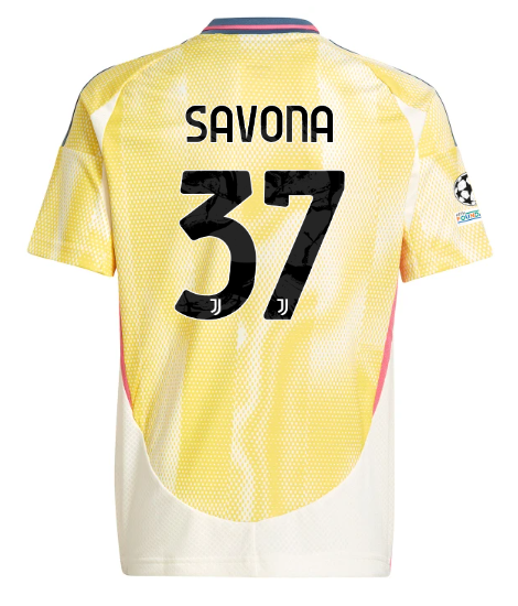 Official JUVENTUS AWAY JERSEY 202425 – KIDS – 37 – SAVONA – Champions League Pack Collection - Juventus FC Gear