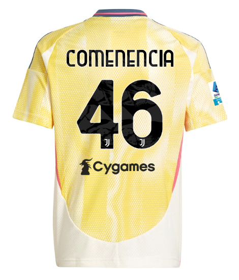 Official JUVENTUS AWAY JERSEY 202425 – KIDS – 46 – COMENENCIA – Serie A Pack Collection - Juventus FC Gear