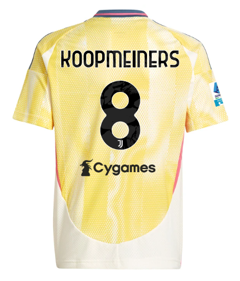 Official JUVENTUS AWAY JERSEY 202425 – KIDS – 8 – KOOPMEINERS – Serie A Pack Collection - Juventus FC Gear