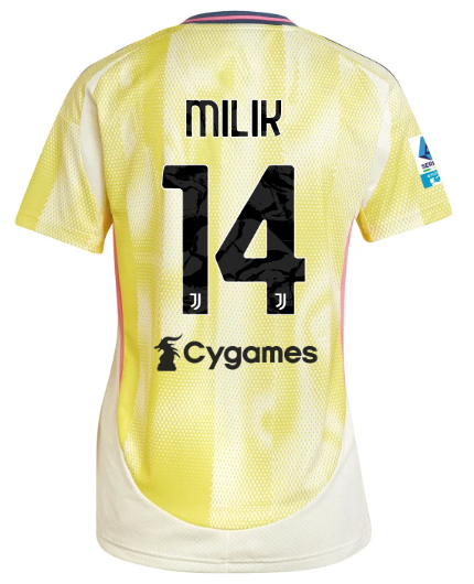 Official JUVENTUS AWAY JERSEY 202425 – WOMEN – 14 – MILIK – Serie A Pack Collection - Juventus FC Gear