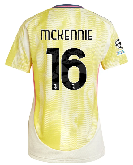 Official JUVENTUS AWAY JERSEY 202425 – WOMEN – 16 – MCKENNIE – Champions League Pack Collection - Juventus FC Gear