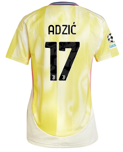 Official JUVENTUS AWAY JERSEY 202425 – WOMEN – 17 – ADZIĆ – Champions League Pack Collection - Juventus FC Gear