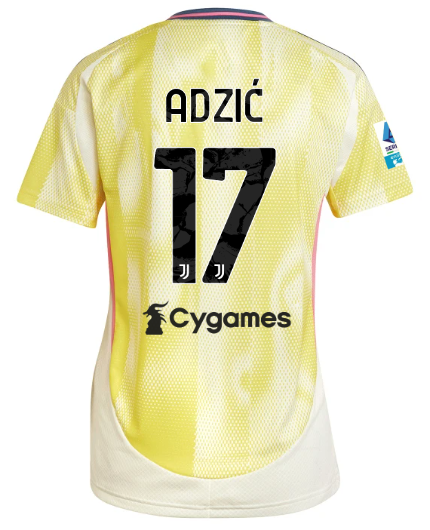 Official JUVENTUS AWAY JERSEY 202425 – WOMEN – 17 – ADZIĆ – Serie A Pack Collection - Juventus FC Gear