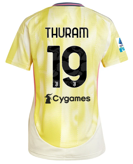 Official JUVENTUS AWAY JERSEY 202425 – WOMEN – 19 – THURAM – Serie A Pack Collection - Juventus FC Gear
