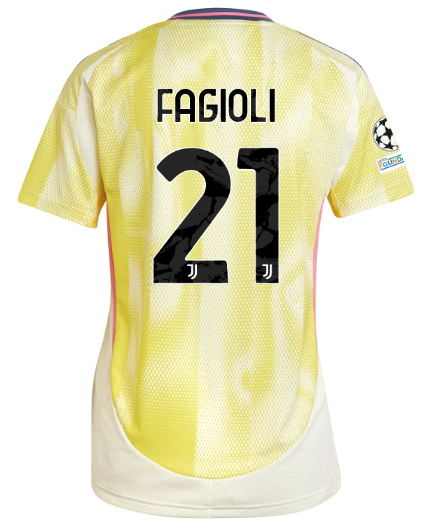 Official JUVENTUS AWAY JERSEY 202425 – WOMEN – 21 – FAGIOLI – Champions League Pack Collection - Juventus FC Gear