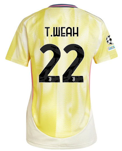 Official JUVENTUS AWAY JERSEY 202425 – WOMEN – 22 – T.WEAH – Champions League Pack Collection - Juventus FC Gear