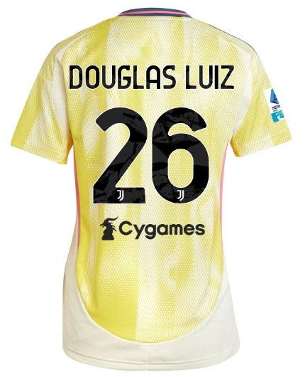 Official JUVENTUS AWAY JERSEY 202425 – WOMEN – 26 – DOUGLAS LUIZ – Serie A Pack Collection - Juventus FC Gear