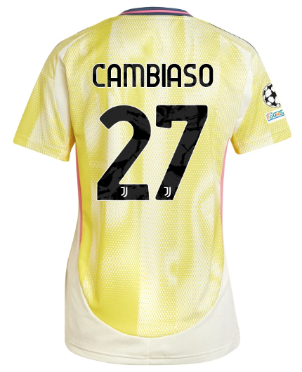 Official JUVENTUS AWAY JERSEY 202425 – WOMEN – 27 – CAMBIASO – Champions League Pack Collection - Juventus FC Gear