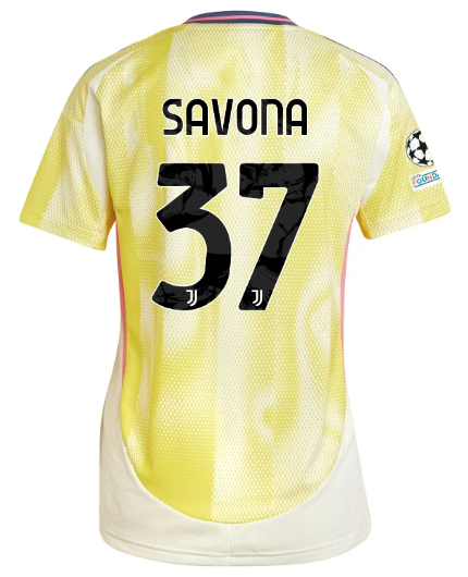 Official JUVENTUS AWAY JERSEY 202425 – WOMEN – 37 – SAVONA – Champions League Pack Collection - Juventus FC Gear