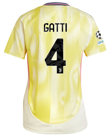 Official JUVENTUS AWAY JERSEY 202425 – WOMEN – 4 – GATTI – Champions League Pack Collection - Juventus FC Gear