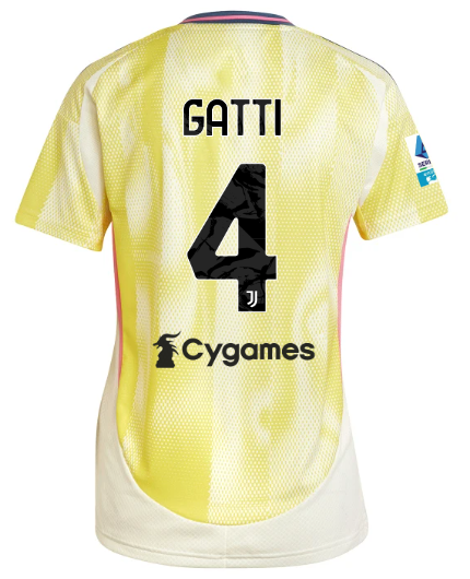 Official JUVENTUS AWAY JERSEY 202425 – WOMEN – 4 – GATTI – Serie A Pack Collection - Juventus FC Gear