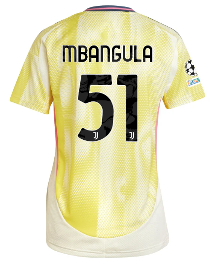 Official JUVENTUS AWAY JERSEY 202425 – WOMEN – 51 – MBANGULA – Champions League Pack Collection - Juventus FC Gear