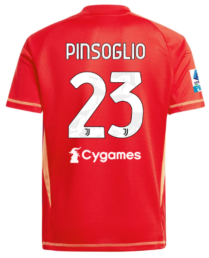 Official JUVENTUS GOALKEEPER JERSEY 202425 – KIDS – 23 – PINSOGLIO – Serie A Pack Collection - Juventus FC Gear