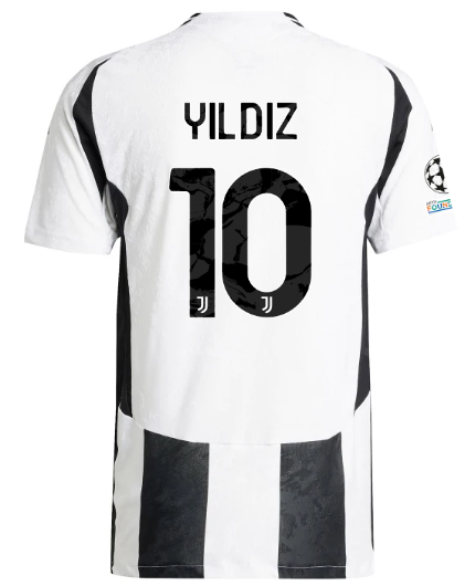 Official JUVENTUS HOME AUTHENTIC JERSEY 202425 – 10 – YILDIZ – Champions League Pack Collection - Juventus FC Gear