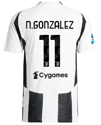 Official JUVENTUS HOME AUTHENTIC JERSEY 202425 – 11 – N.GONZALEZ – Serie A Pack Collection - Juventus FC Gear